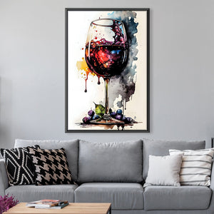 Abstract Wine Glass Canvas Art Clock Canvas