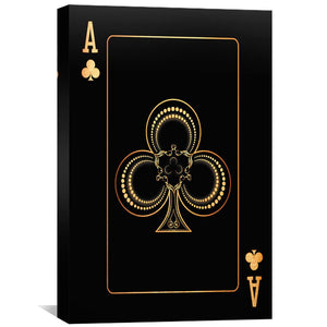 Ace of Clubs Canvas - Gold Canvas Art Clock Canvas