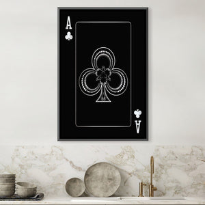 Ace of Clubs - Silver Canvas Art Clock Canvas