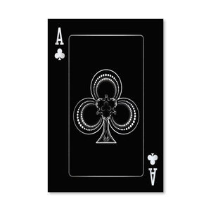 Ace of Clubs - Silver Canvas Art Clock Canvas