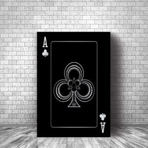Ace of Clubs - Silver Clock Canvas