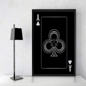 Ace of Clubs - Silver Clock Canvas