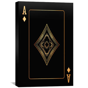 Ace of Diamonds - Gold Canvas Art 30 x 45cm / Standard Gallery Wrap Clock Canvas