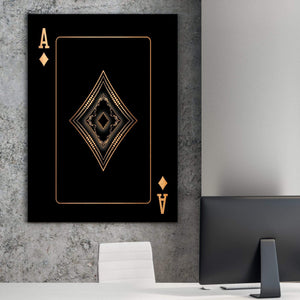 Ace of Diamonds - Gold Clock Canvas