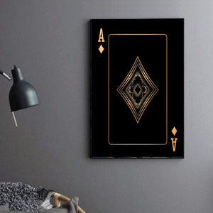 Ace of Diamonds - Gold Clock Canvas
