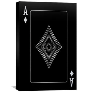Ace of Diamonds - Silver Canvas Art 30 x 45cm / Standard Gallery Wrap Clock Canvas