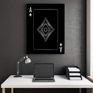 Ace of Diamonds - Silver Clock Canvas