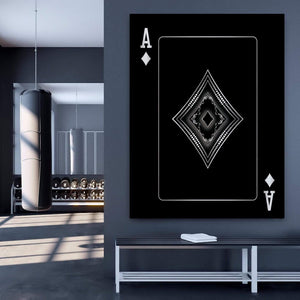 Ace of Diamonds - Silver Clock Canvas