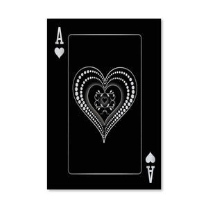 Ace of Hearts - Silver Canvas Art Clock Canvas
