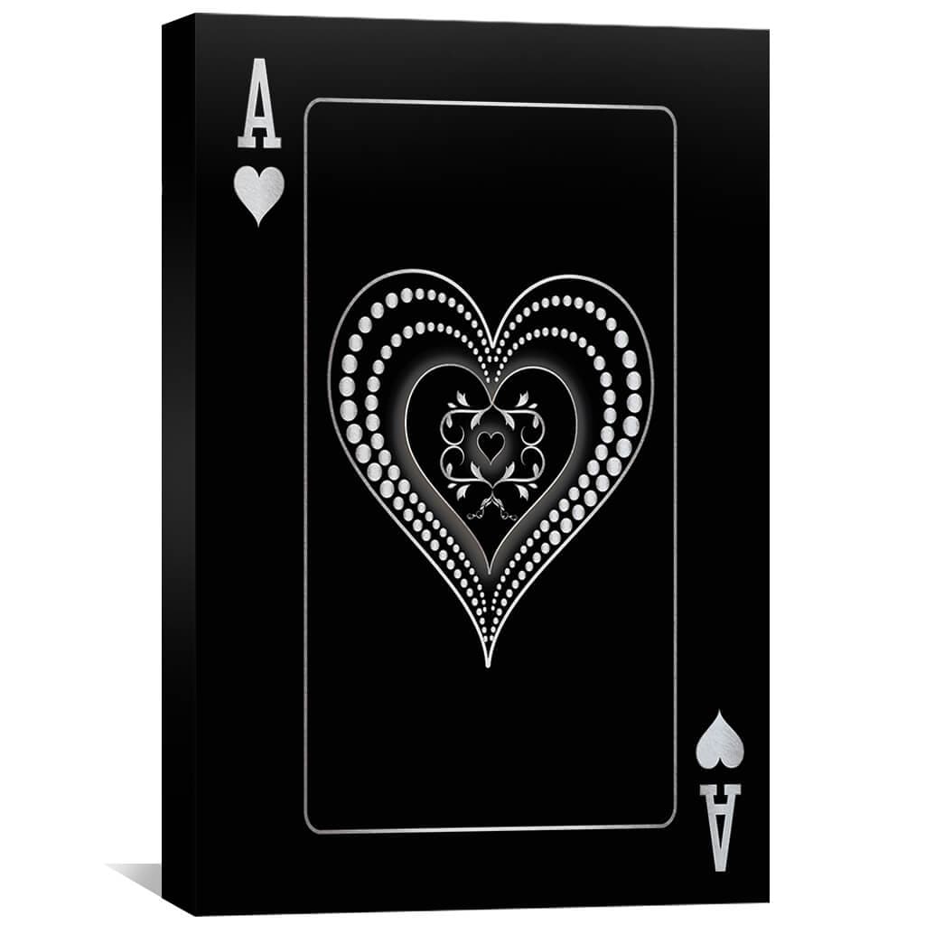 Ace of Hearts - Silver Canvas Art 30 x 45cm / Standard Gallery Wrap Clock Canvas