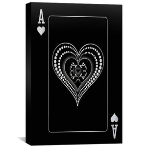 Ace of Hearts - Silver Canvas Art 30 x 45cm / Standard Gallery Wrap Clock Canvas