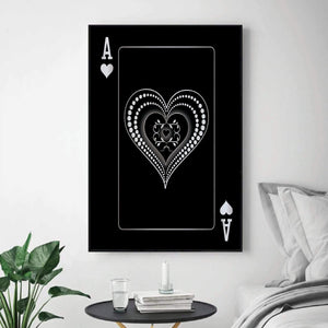 Ace of Hearts - Silver Clock Canvas