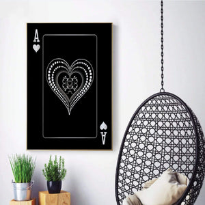 Ace of Hearts - Silver Clock Canvas