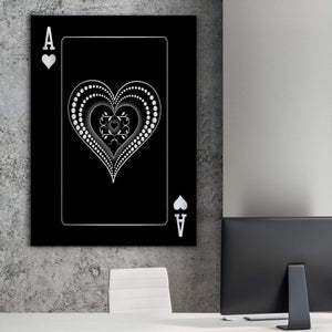 Ace of Hearts - Silver Clock Canvas