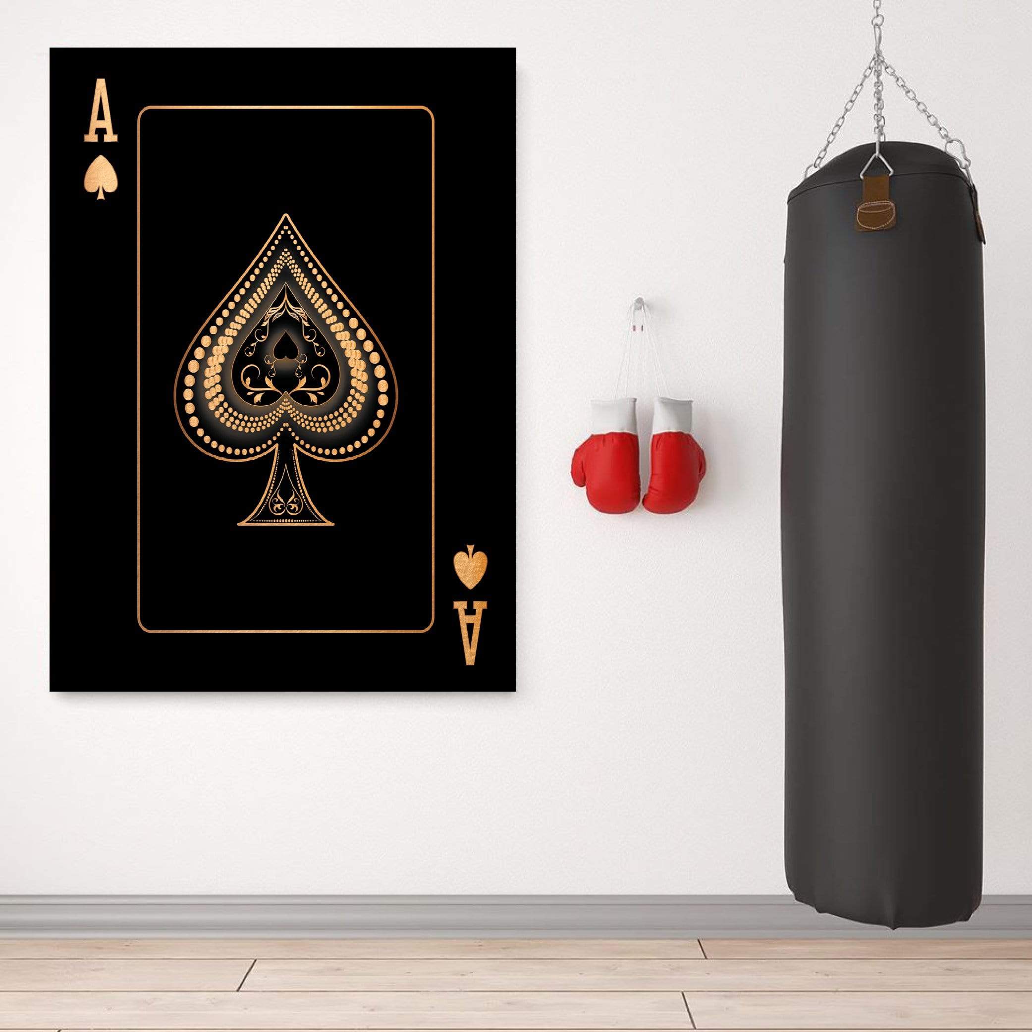 Ace of Spades - Gold Clock Canvas