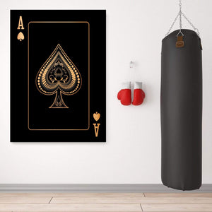 Ace of Spades - Gold Clock Canvas