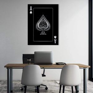 Ace of Spades - Silver Clock Canvas
