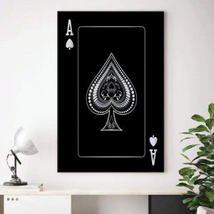 Ace of Spades - Silver Clock Canvas