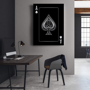 Ace of Spades - Silver Clock Canvas