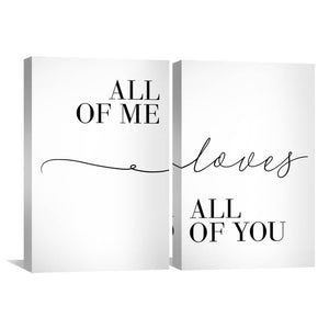 All of Me Canvas Art Set of 2 / 40 x 60cm / Unframed Canvas Print Clock Canvas