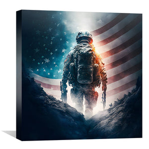 American Solider Canvas Art Clock Canvas