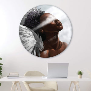 Angel Light - Circle Canvas Art A / 40 x 40cm / Standard Gallery Wrap Clock Canvas