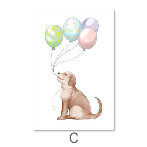 Animal Parade Canvas Art C / 40 x 60cm / Unframed Canvas Print Clock Canvas