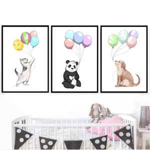 Animal Parade Canvas Art Set of 3 / 40 x 60cm / Unframed Canvas Print Clock Canvas