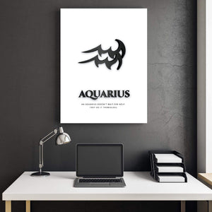 Aquarius - Black Clock Canvas