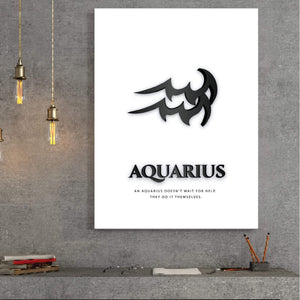 Aquarius - Black Clock Canvas