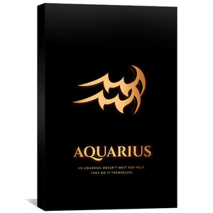 Aquarius - Gold Canvas Art 30 x 45cm / Standard Gallery Wrap Clock Canvas