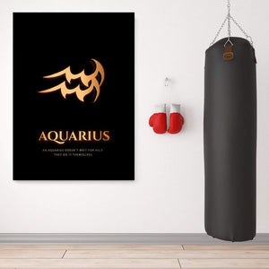 Aquarius - Gold Clock Canvas