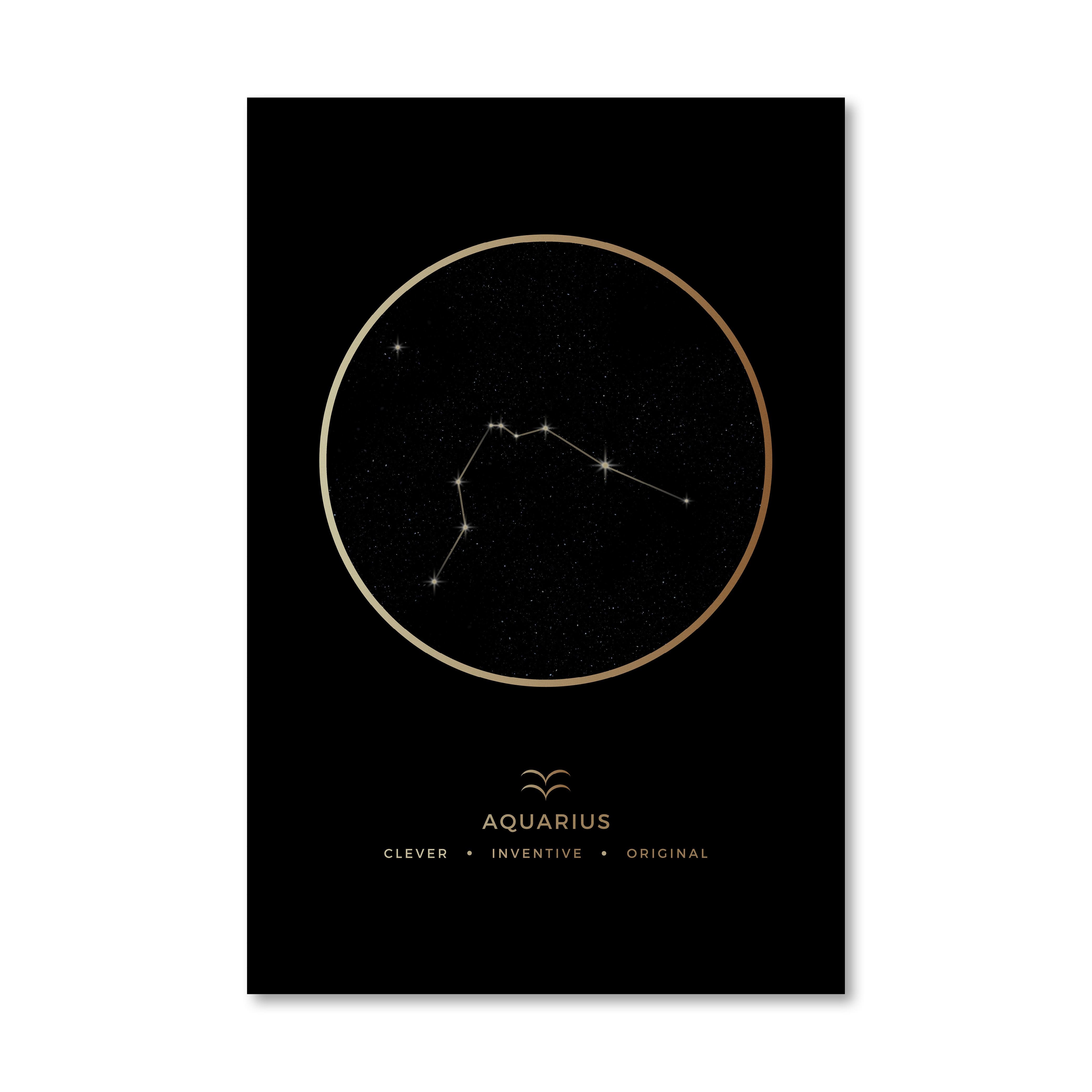 Aquarius Traits Gold Canvas Art 40 x 50cm / No Board - Canvas Print Only Clock Canvas