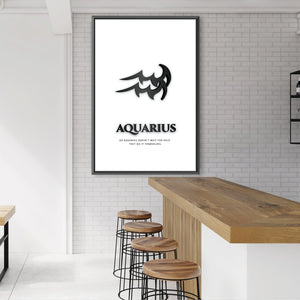 Aquarius - White Clock Canvas