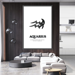 Aquarius - White Clock Canvas