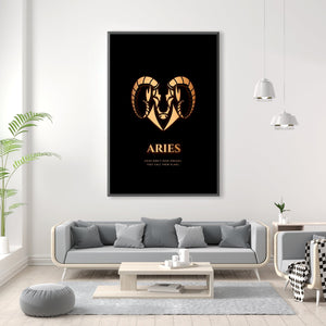 Aries - Gold Clock Canvas
