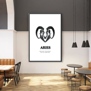 Aries - White Clock Canvas