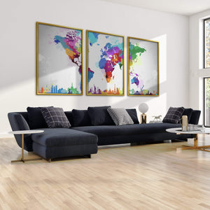 Artistic World Map Canvas Art Clock Canvas