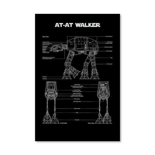 At At Walker Blueprint Canvas ClockCanvas