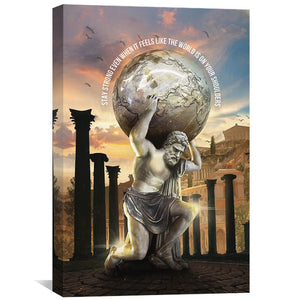 Atlas Strength - Quote Canvas Art 30 x 45cm / Standard Gallery Wrap Clock Canvas