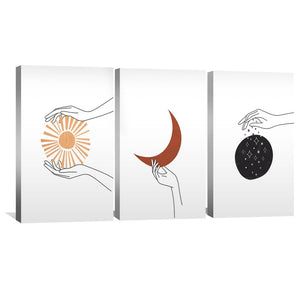 Aura Hands Canvas Art Set of 3 / 40 x 50cm / Unframed Canvas Print Clock Canvas