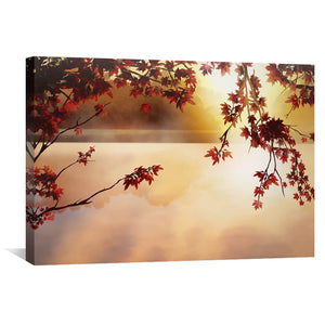 Autumn Lake Canvas Art 45 x 30cm / Unframed Canvas Print Clock Canvas