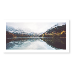 Autumn Lake Print Art Clock Canvas