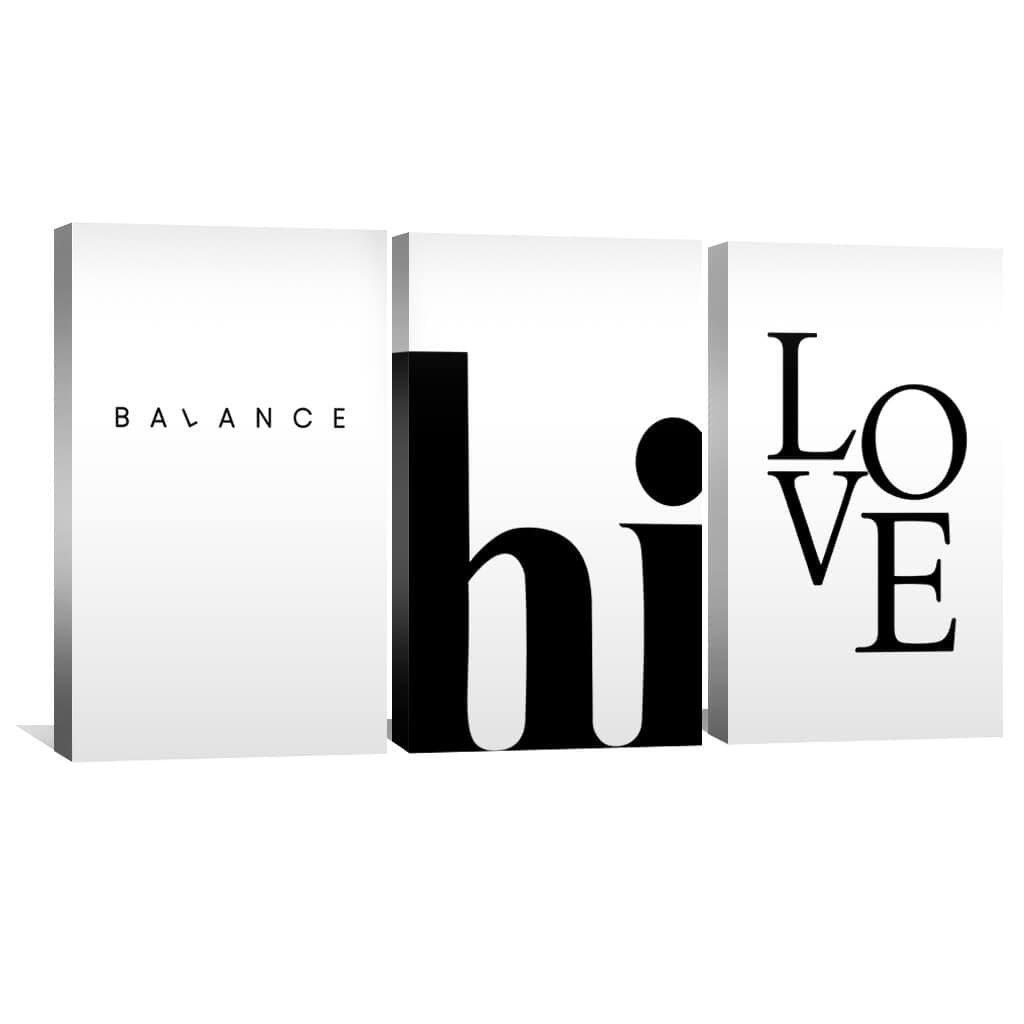 Balance Canvas Art Set of 3 / 40 x 60cm / Unframed Canvas Print Clock Canvas