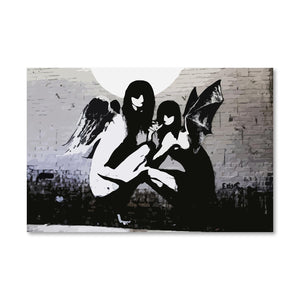 Banksy Angels In Moonlight Canvas Art Clock Canvas
