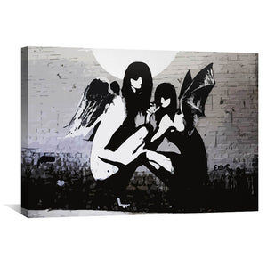 Banksy Angels In Moonlight Canvas Art Clock Canvas