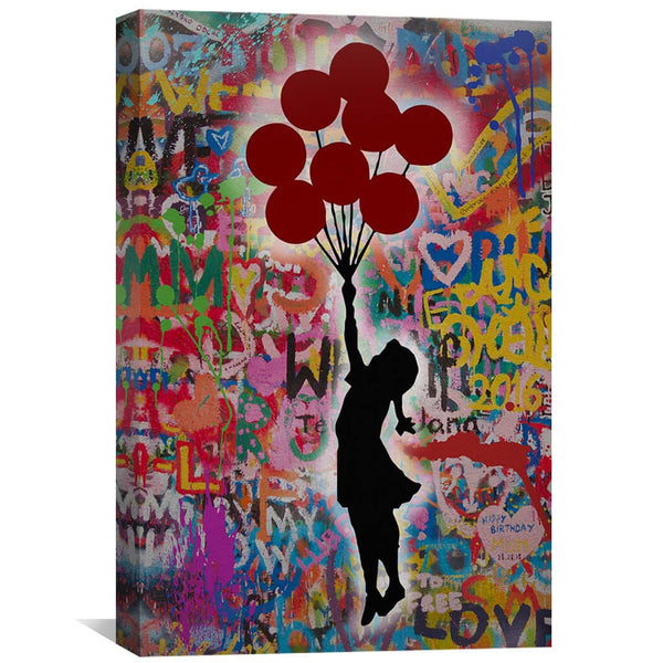 Banksy Balloon Girl Canvas Art 30 x 45cm / Unframed Canvas Print Clock Canvas