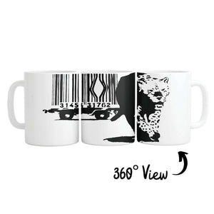 Banksy Barcode Leopard Mug Mug White Clock Canvas