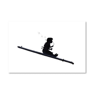 Banksy Bubble Slide Girl Canvas Art Clock Canvas