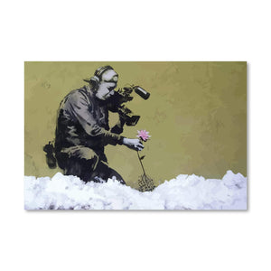 Banksy Cameraman and Flower Canvas Art Clock Canvas